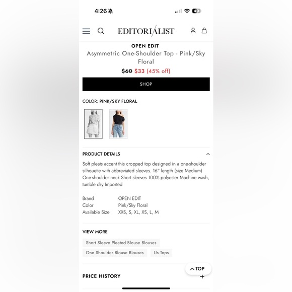 NEW Open Edit Asymmetrical Off-Shoulder Blouse in Pink Sky Floral - Picture 16 of 16